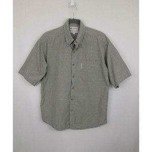 Columbia Men's Shirt Green Beige Checkered Button Up Sportswear Sz M 100% Cotton